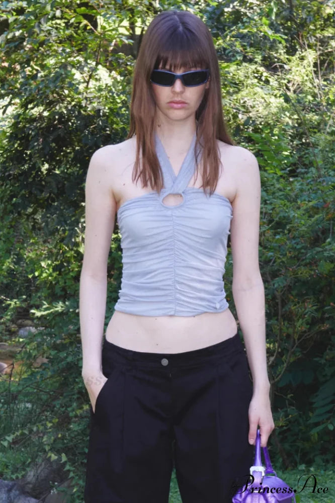 Gray Elegant Ruched Camisole