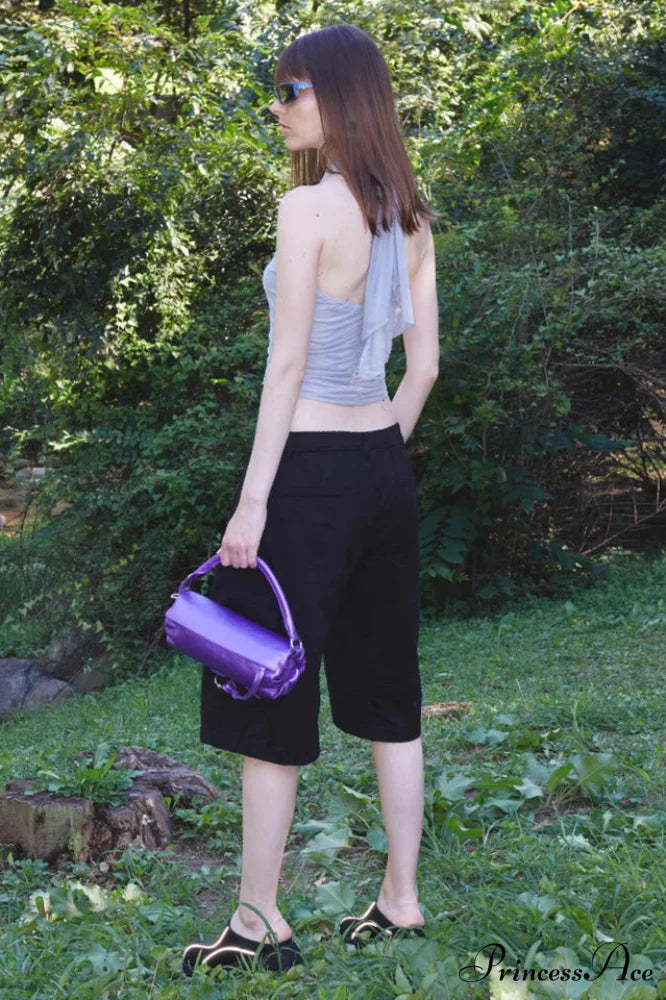 Gray Elegant Ruched Camisole