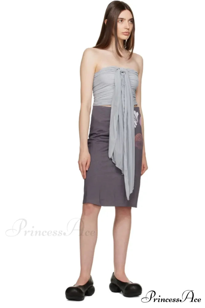 Gray Elegant Ruched Camisole