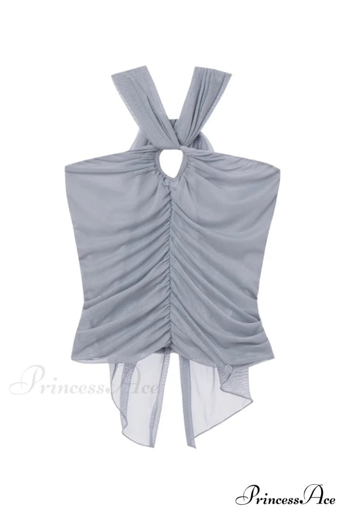 Gray Elegant Ruched Camisole S / Gray