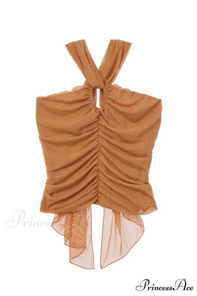 Gray Elegant Ruched Camisole S / Orange
