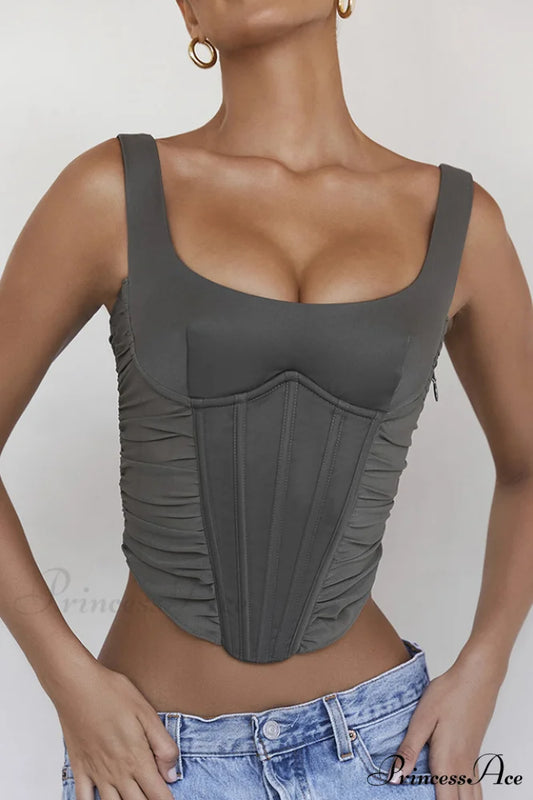 Gray Lace Stylish Back Corset XS / Gray