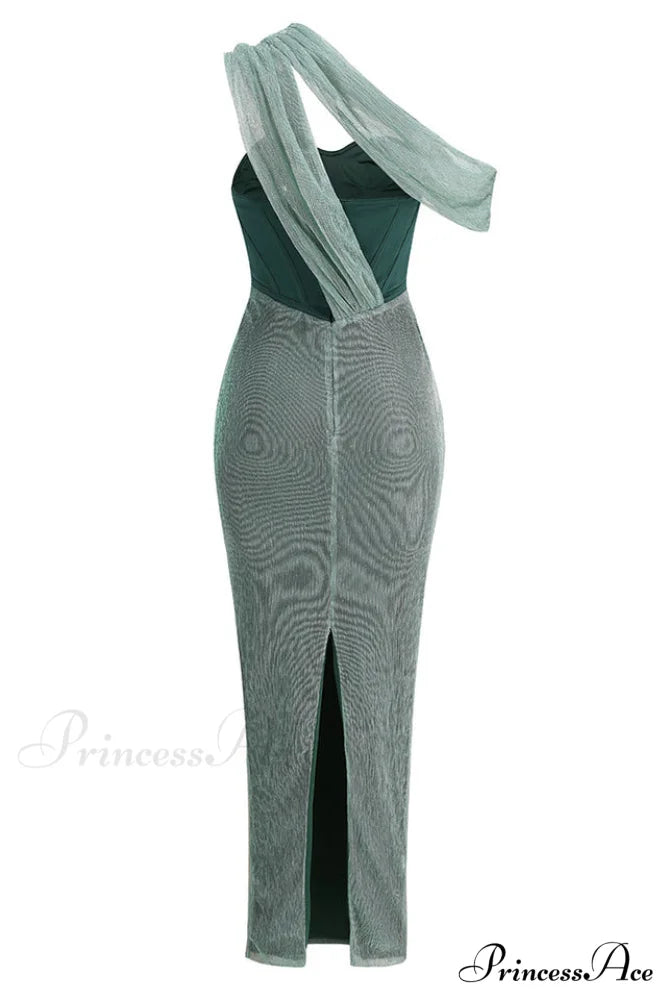 Green Celestina Stylish Draped Maxi Dress