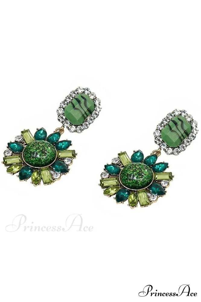 Green Dimond Stylish Dangle Earrings Picture