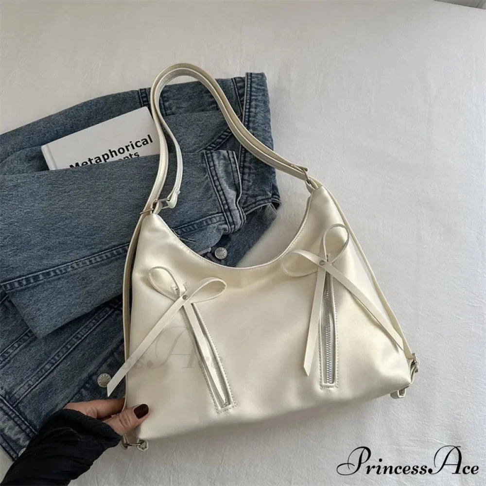 Grey Arch Synthetic Leather Shoulder Bag Beige shoulder-250126