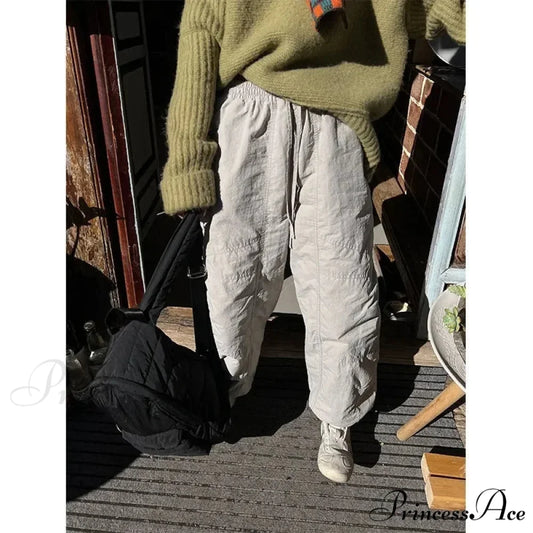 Grey Brushed Winter Korean Stylish Trousers Gray / S pants-241228