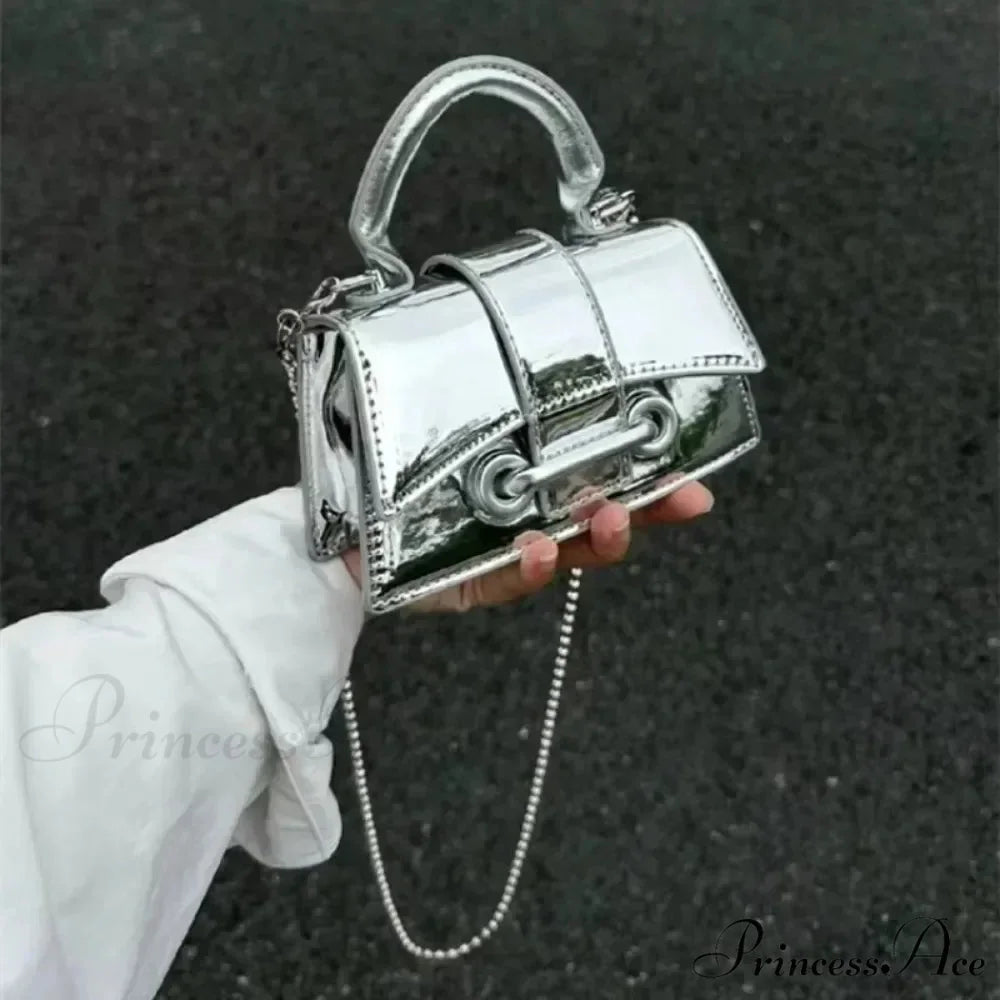 Grey Elegant Synthetic Leather Crossbody Purse White handbag-250126