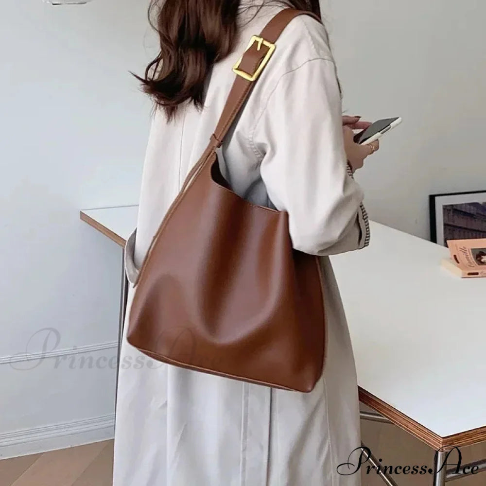 Grey Folded Cinched Shoulder Purse Brown shoulder-250126