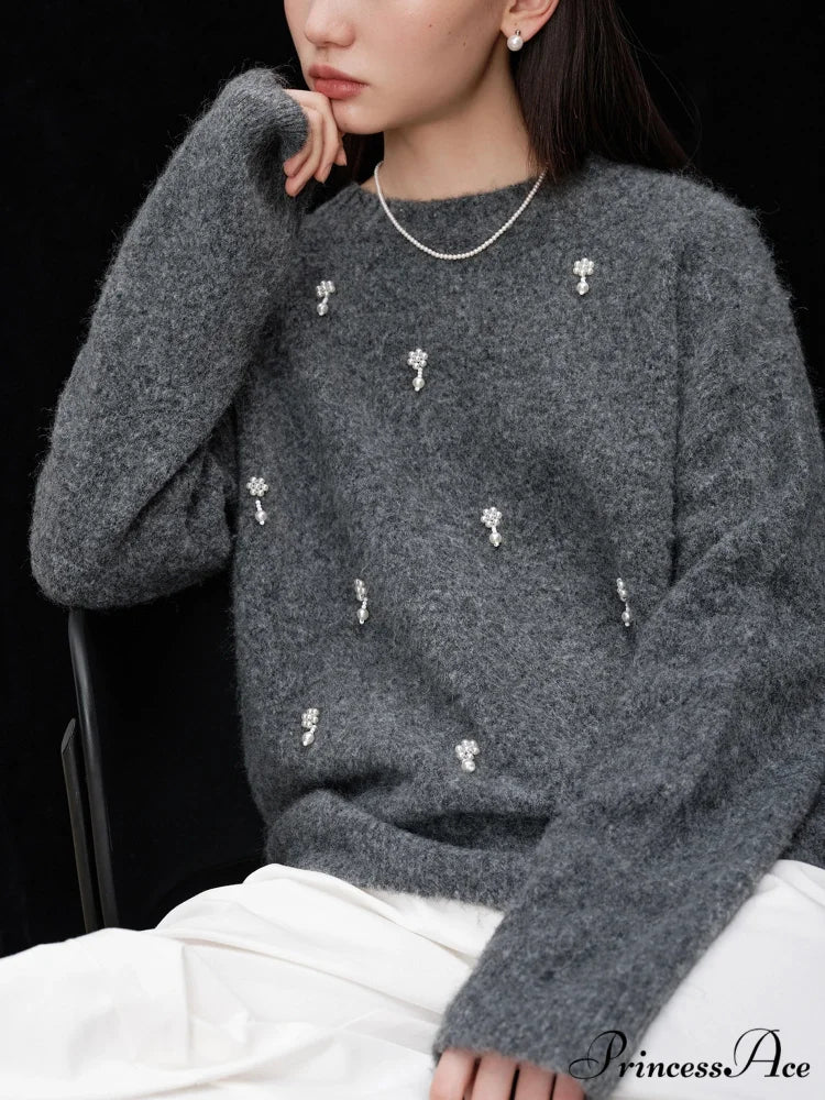 Grey Informal Pullover Jumper swraters-241228