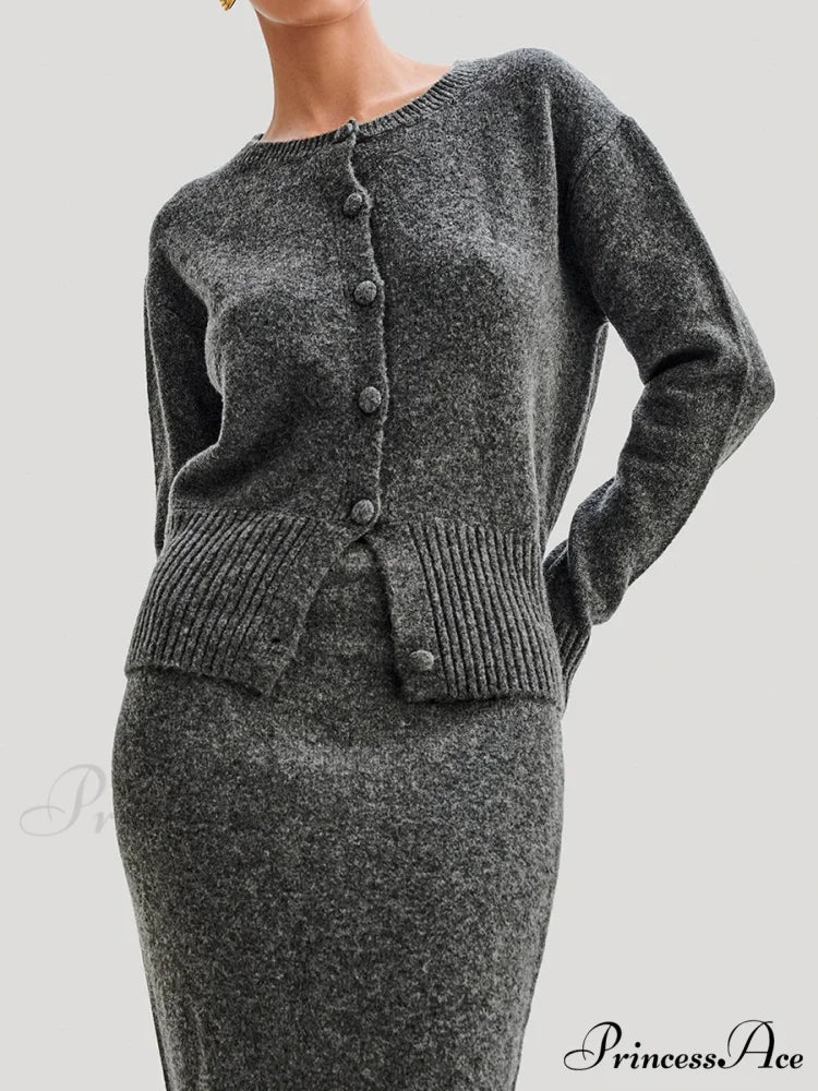 Grooved Lengthy Sleeve Button Cardigan cardigans-241228