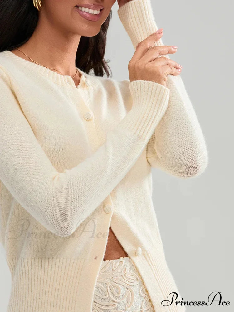 Grooved Lengthy Sleeve Button Cardigan cardigans-241228