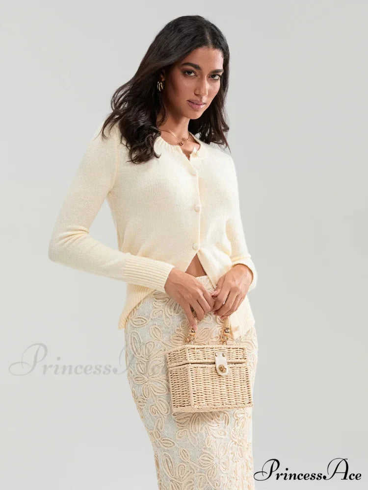 Grooved Lengthy Sleeve Button Cardigan cardigans-241228