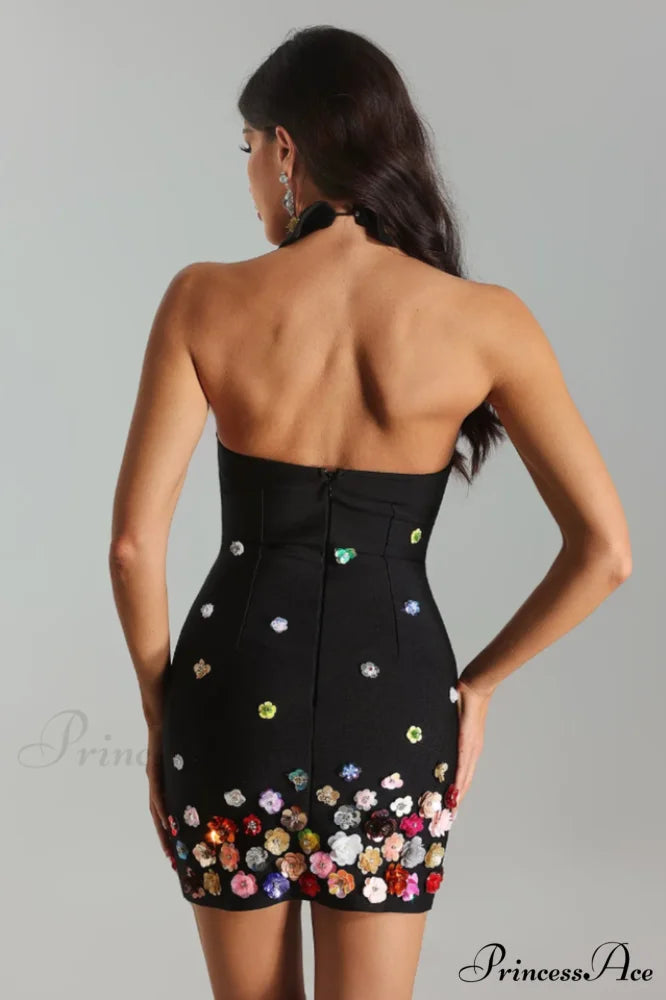 Gunnel Flower Stylish Embellished Bandage Dress