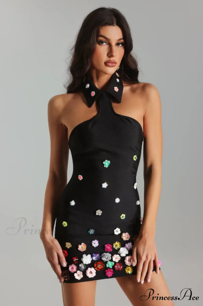 Gunnel Flower Stylish Embellished Bandage Dress