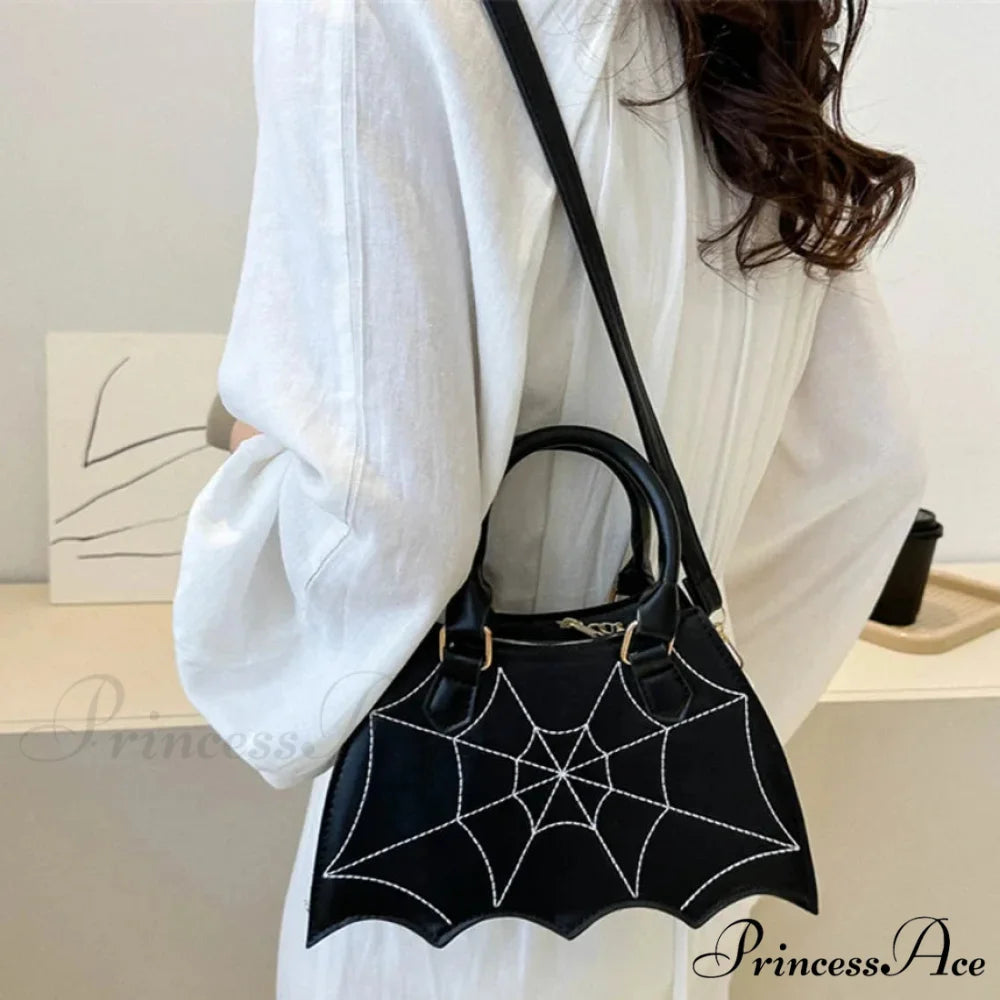 Halloween Novelty Fashion Bat WingCreative PU Leather Women’s Crossbody Bag Black