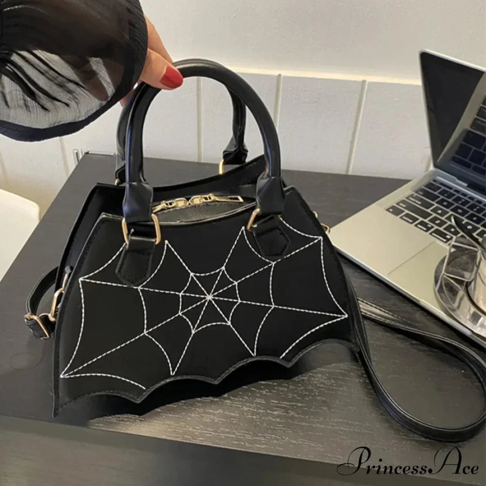 Halloween Novelty Fashion Bat WingCreative PU Leather Women’s Crossbody Bag Black