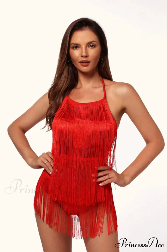 Halter Elegant Fringe Romper S / 3#