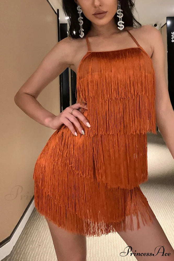 Halter Elegant Fringe Romper S / 4#
