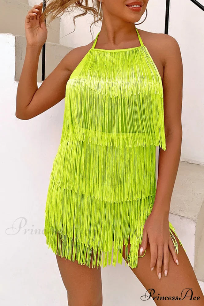 Halter Elegant Fringe Romper S / 8#