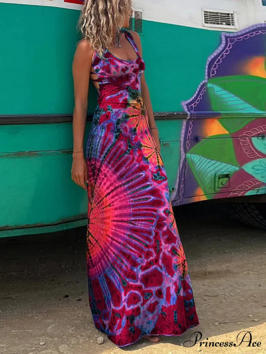 Halter Elegant Strapless Dress Red / S