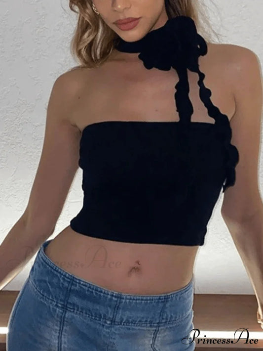 Halter Floral Print Trendy Bodycon Mini Dress Black / S