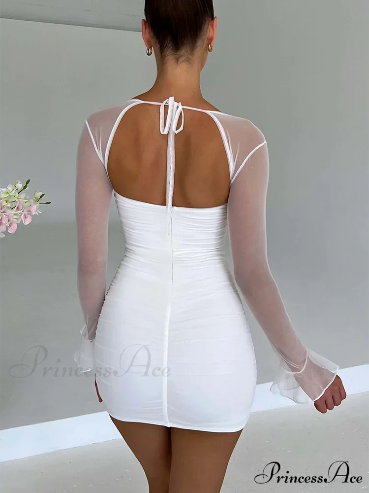 Halter Lace-Up Flower Mini Dress minidress-250223