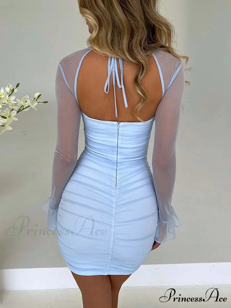 Halter Lace-Up Flower Mini Dress minidress-250223