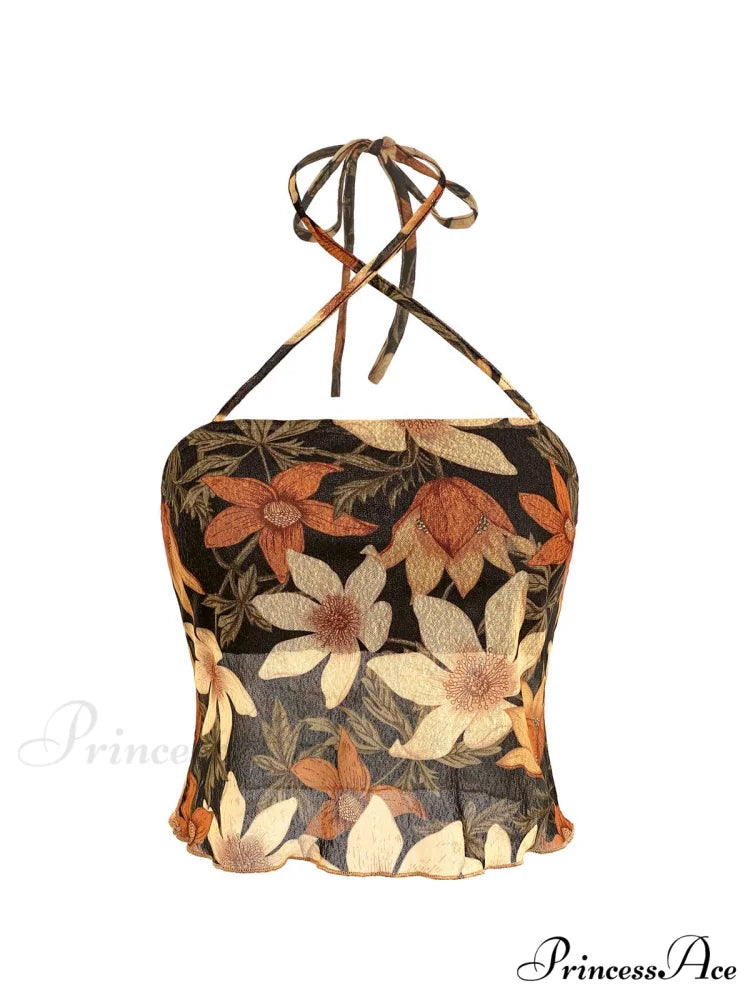 Halter Letter Heart Trendy Print Crop Top