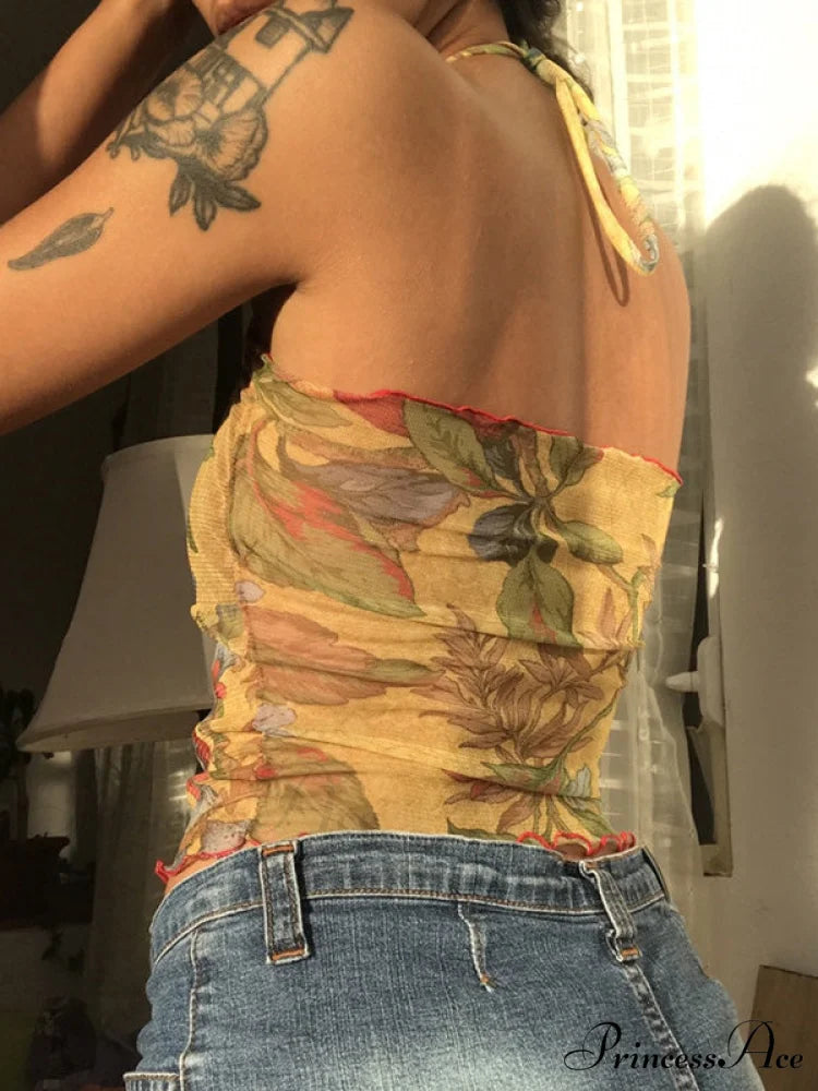 Halter Letter Heart Trendy Print Crop Top