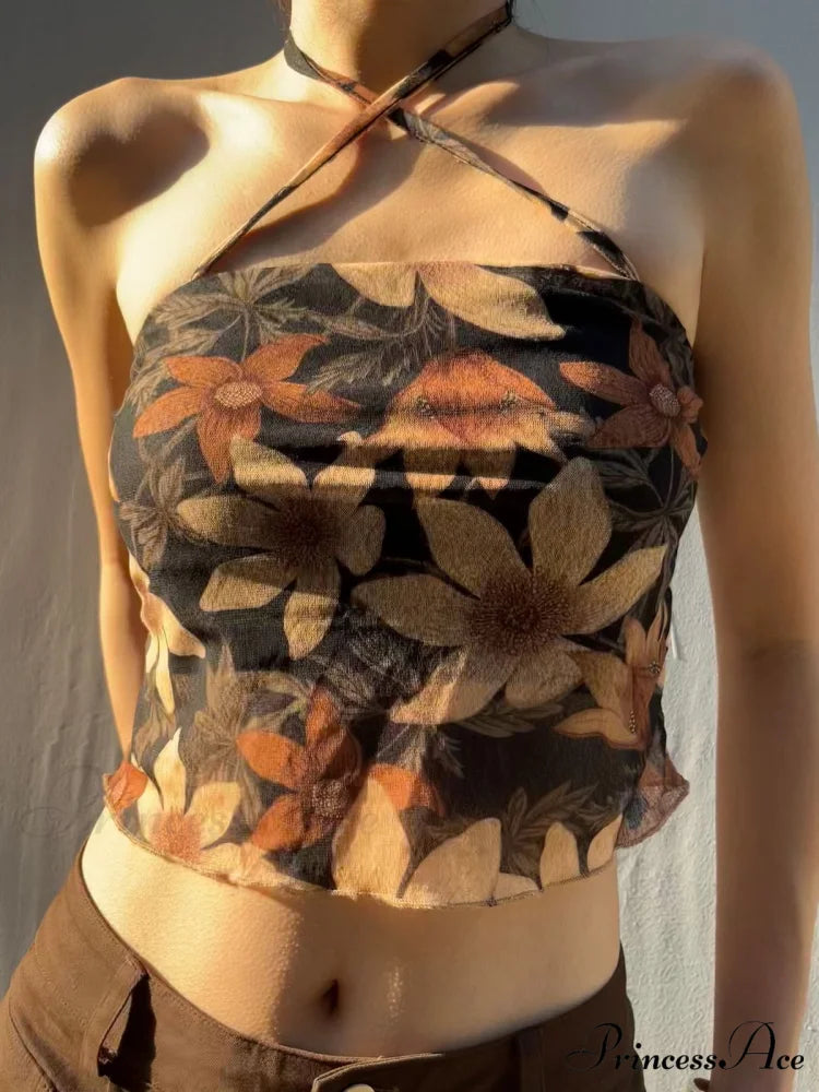 Halter Letter Heart Trendy Print Crop Top