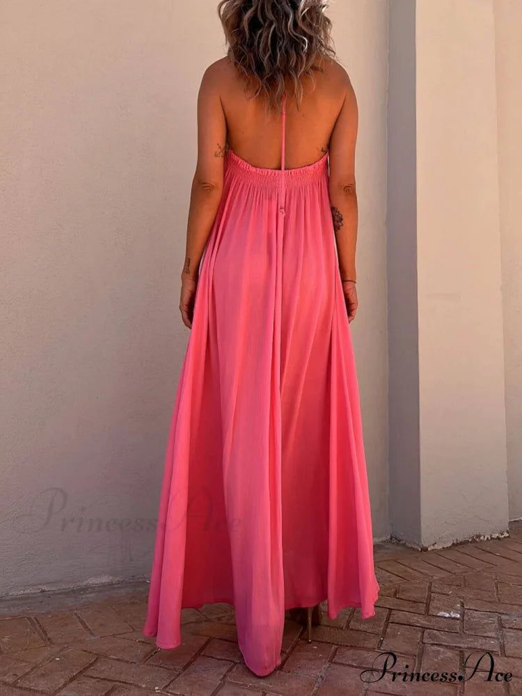 Halter Neck Casual Charming Resort Maxi Dress
