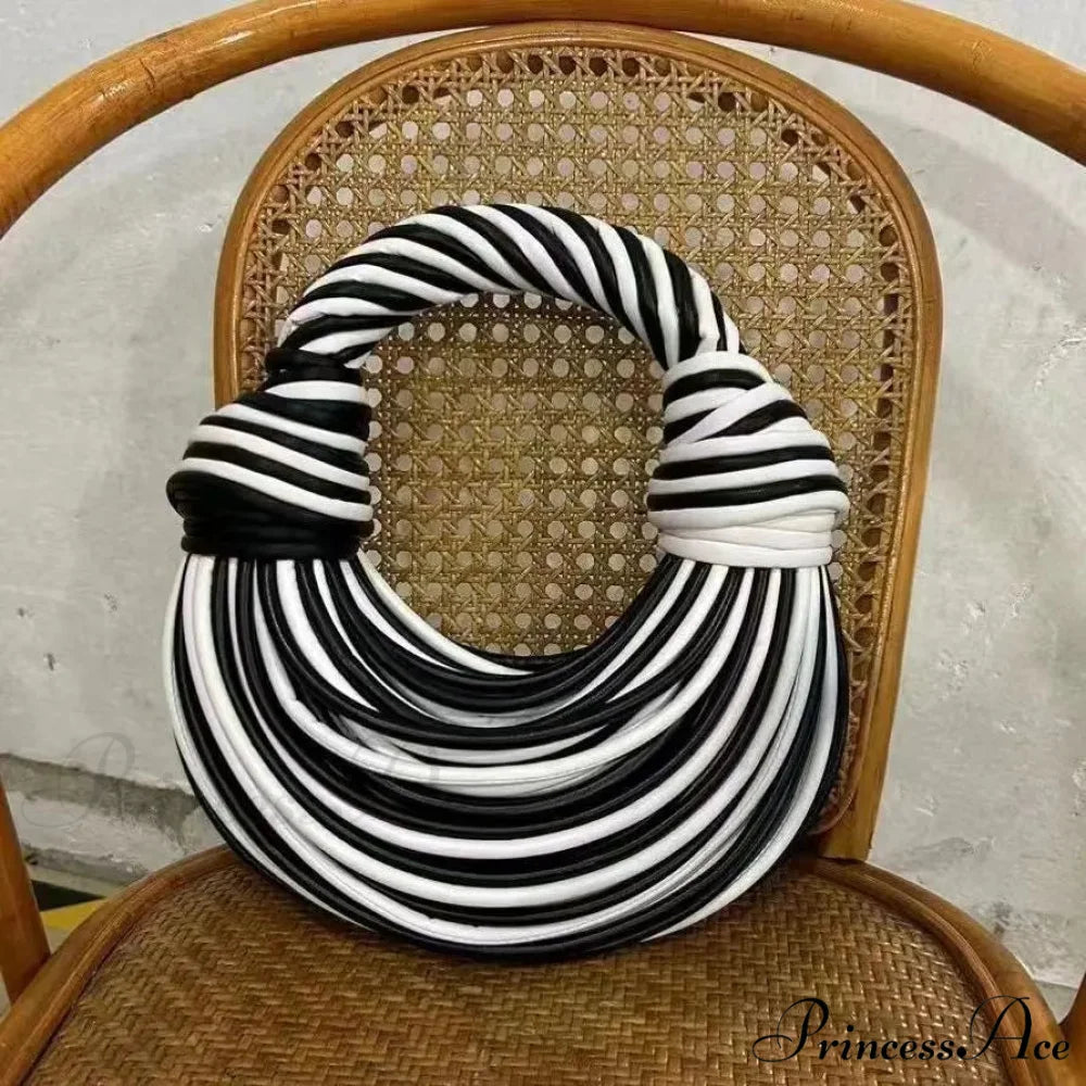 Handcrafted Pasta Gold Evening Clutch Purse Black And White / (20cm handbag-250126