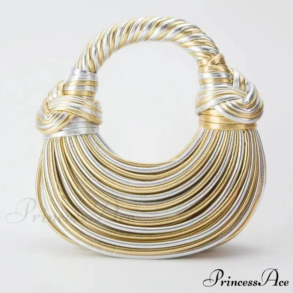Handcrafted Pasta Gold Evening Clutch Purse Golden And Silver / (20cm handbag-250126