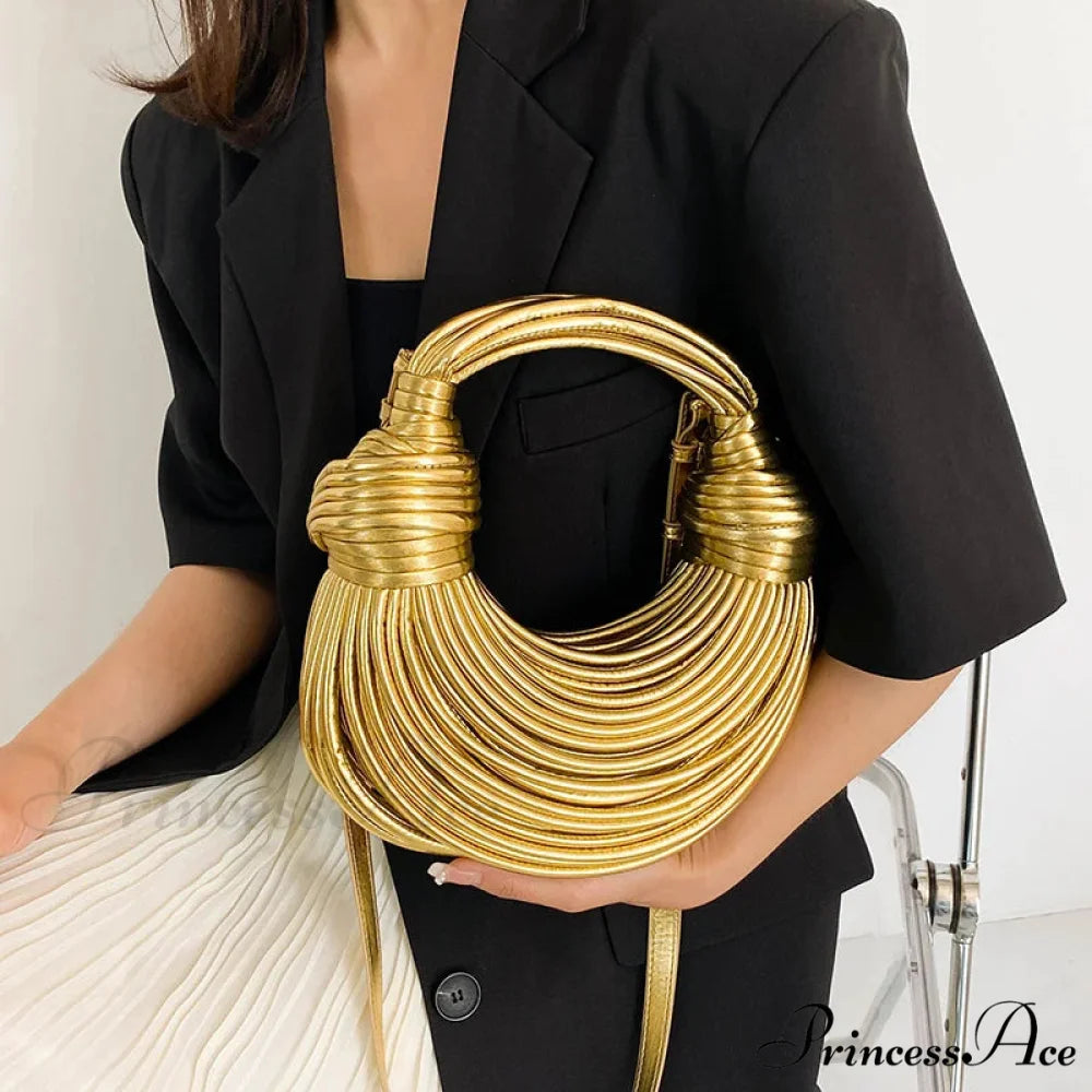 Handcrafted Pasta Gold Evening Clutch Purse handbag-250126
