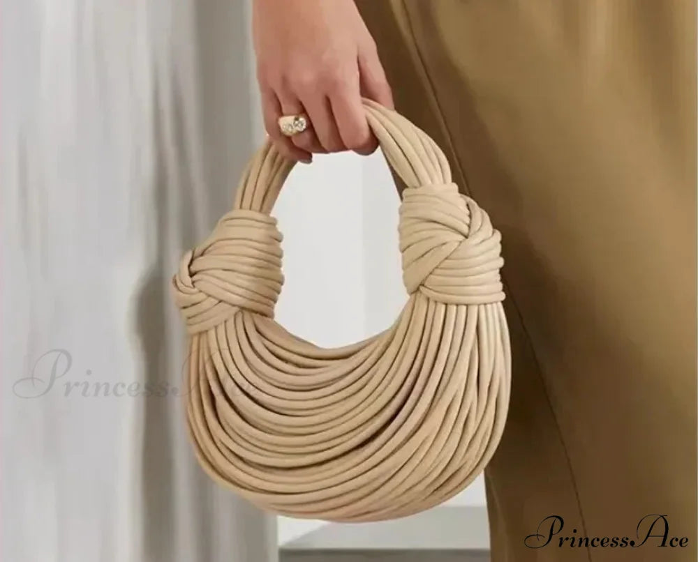 Handcrafted Pasta Gold Evening Clutch Purse Khaki / (20cm handbag-250126