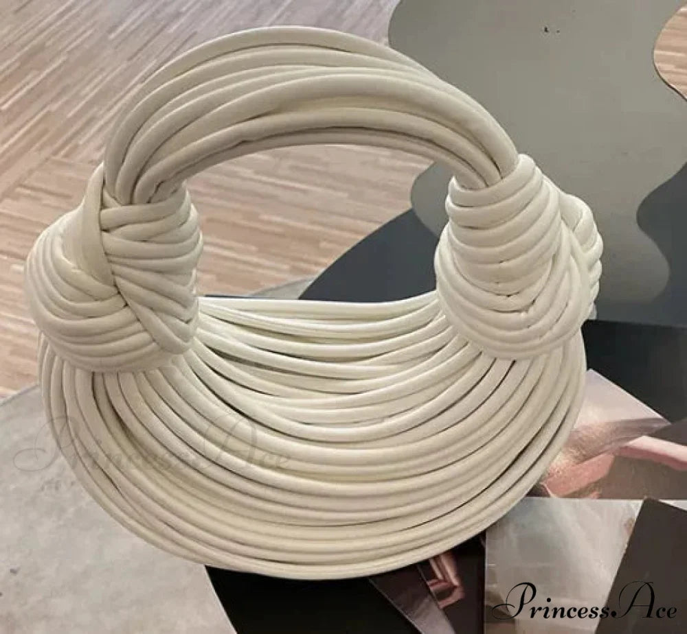 Handcrafted Pasta Gold Evening Clutch Purse White / (20cm handbag-250126