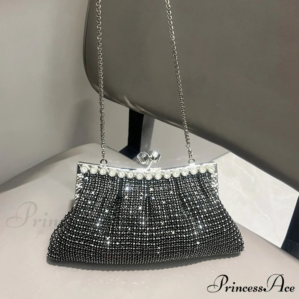 Handcrafted Sparkling Evening Clutch Purse Designer Bag Black clutchbag-250126