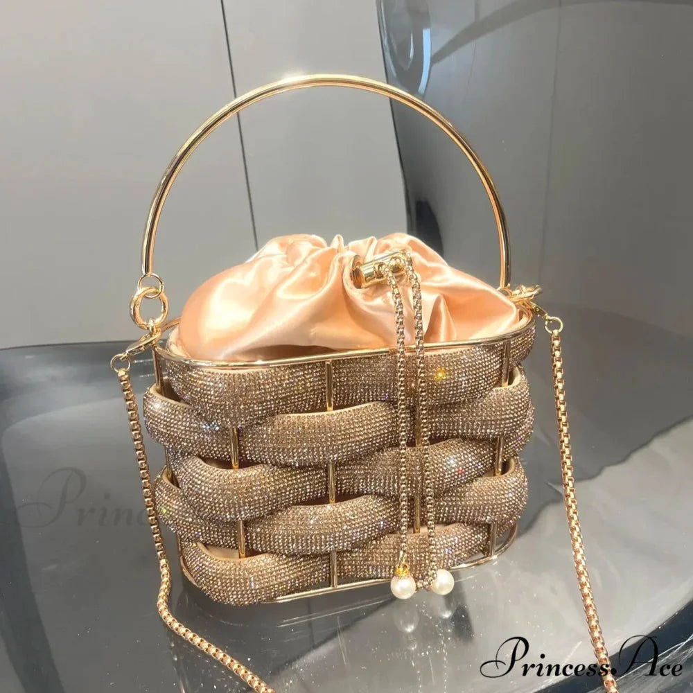 Handcrafted Sparkling Gemstone Lavish Crystal Purse Pail Bag clutchbag-250126