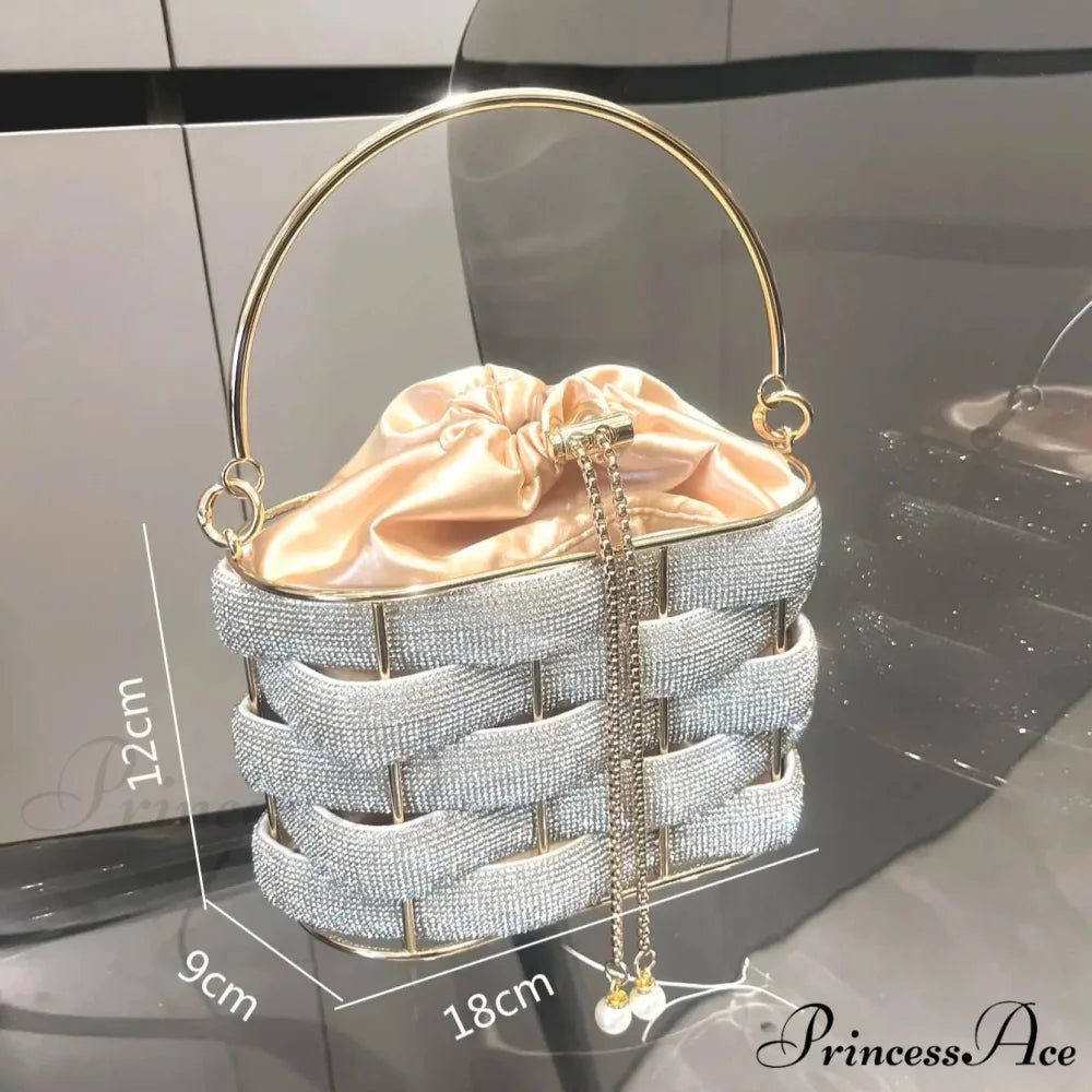 Handcrafted Sparkling Gemstone Lavish Crystal Purse Pail Bag clutchbag-250126