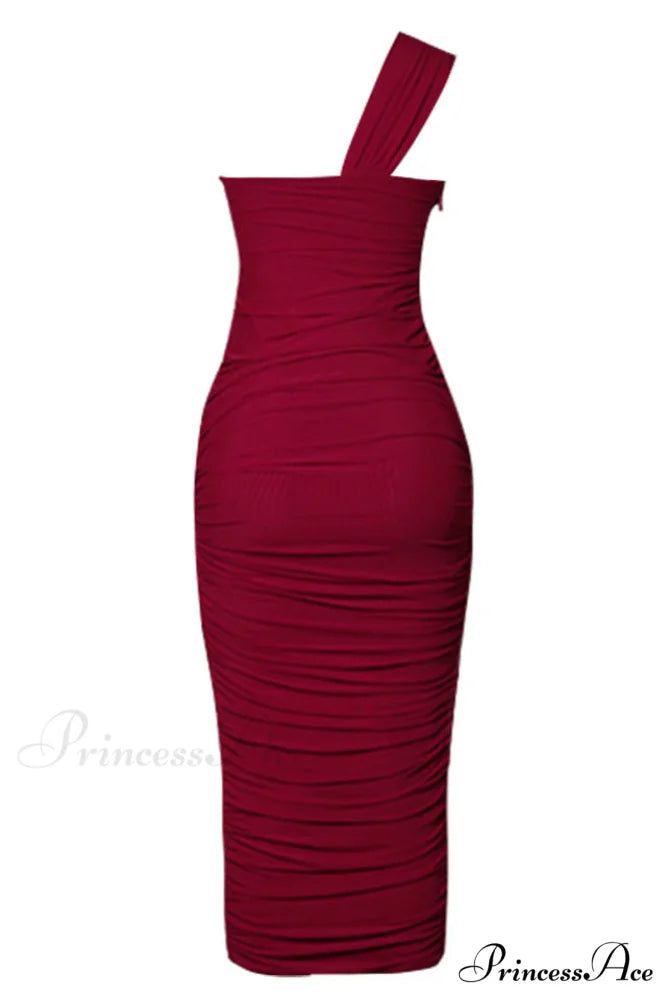 Hanma One Shoulder Charming Pencil Midi Dress