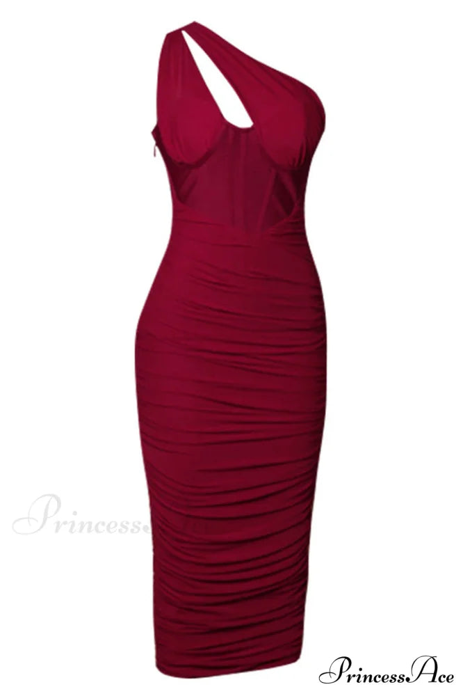 Hanma One Shoulder Charming Pencil Midi Dress