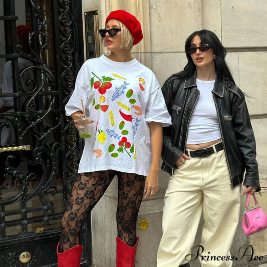 Harajuku Dark Basic Symbol Graphic T-shirt white1 / S t-shirt-250223