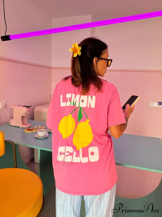 Harajuku Dark Yellow Graphic T-shirt pink1 / S t-shirt-250223