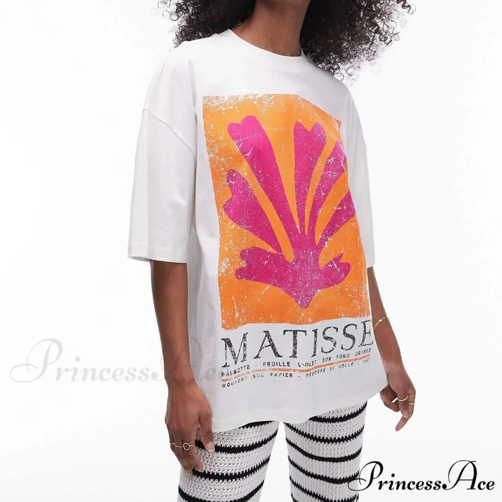 Harajuku Well-liked Blooms Graphic T-shirt white2 / S t-shirt-250223