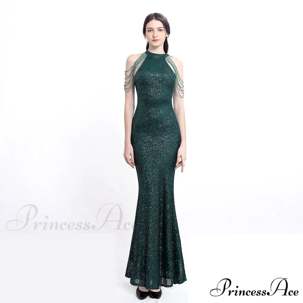 Harper formal Stylish sequin halterneck dress HUNTER / XS