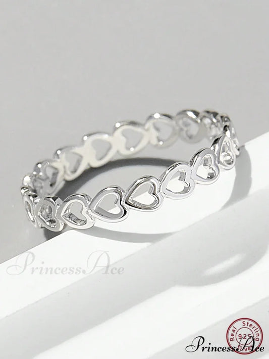 Heart Design Silver Wedding Band Ring Silver / 6