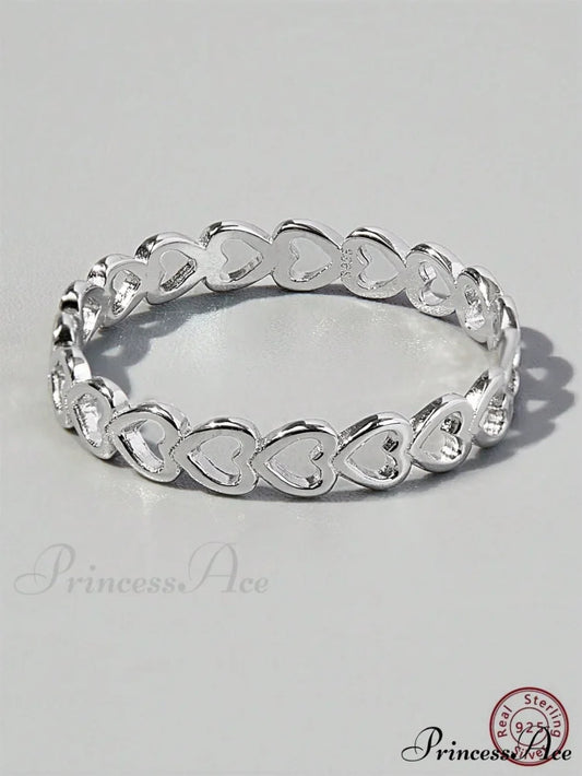 Heart Design Silver Wedding Band Ring