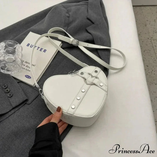 Heart Shaped Synthetic Leather Shoulder Bag Beige shoulder-250126