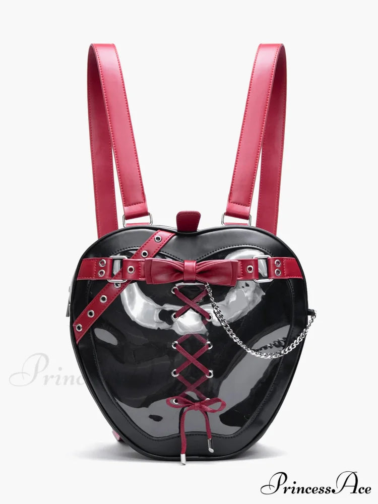 Hiatus Dark Belt Chain Apple Shoulder Gothic Strap Bow Backpack Bag Black