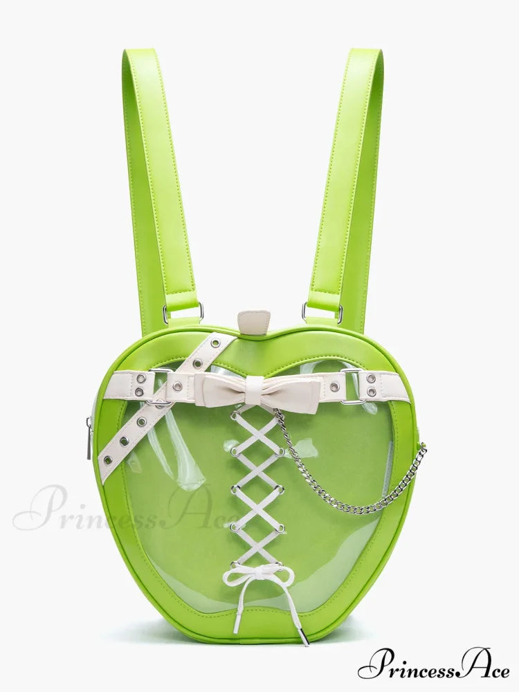 Hiatus Dark Belt Chain Apple Shoulder Gothic Strap Bow Backpack Bag Light Green